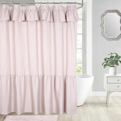 Rideau de douche Ruffled Farmhouse, tissu, style champêtre et chic, 72 x 72 po, rose rosé