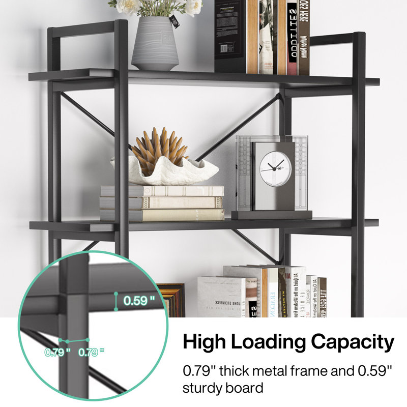 160cm H x 80cm W Steel Etagere Bookcase, Black