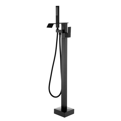 Freestanding Bathtub Faucet Waterfall Single Handle Tub Filler With Handheld Shower Head Brass Bathroom Tub Faucets High Flow Rate Max 6 Gpm
