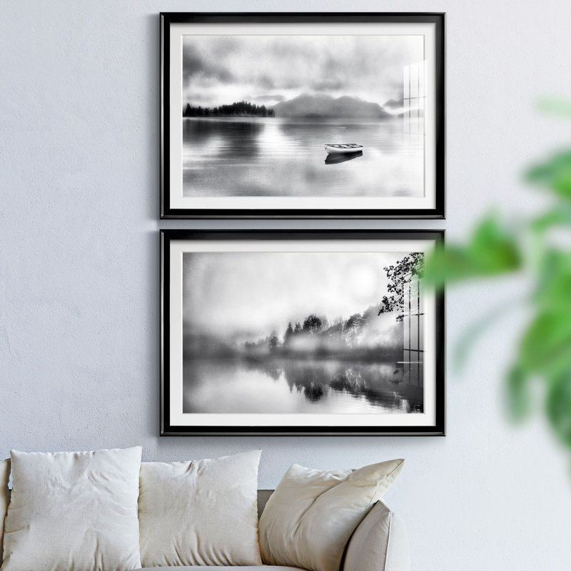 Mystic Moment - ensemble de 2 reproductions d'art sur toile encadrées, H 18,5 po x l 49 po x P 1,5 po, Noir, Blanc