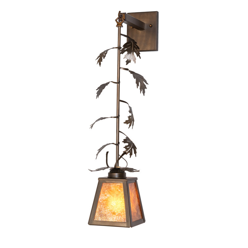 7" Wide Oak Leaf Mission Prime Wall Sconce