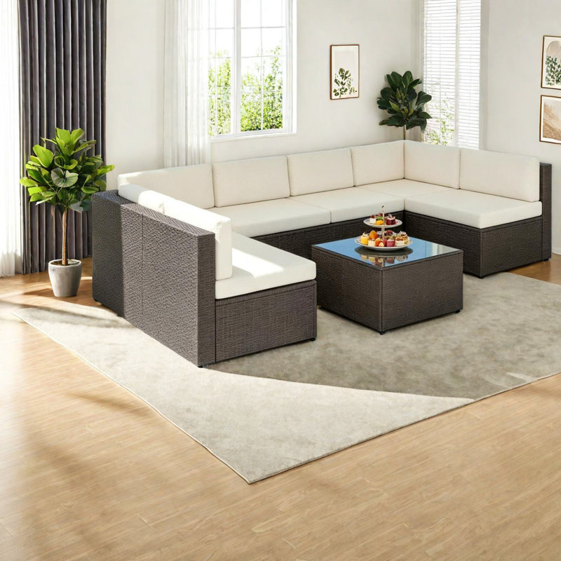 Canapé modulaire modulaire en rotin 7 pièces