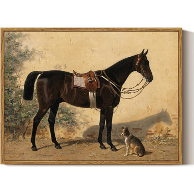 Framed Canvas Wall Art Prints, Living Room Hallway Shelf Decor, Retro Horse Animal Picture Paintings Wall Decor, Vintage Decor For Bedroom Bathroom, Aesthetic Room Decor, 30x40cm - Closed Corner Frame Print on Canvas