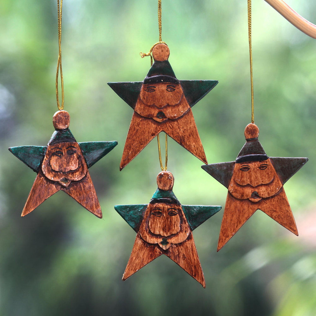 Santa Stars Holiday Shaped Ornament (Set of 4) The Holiday Aisle®