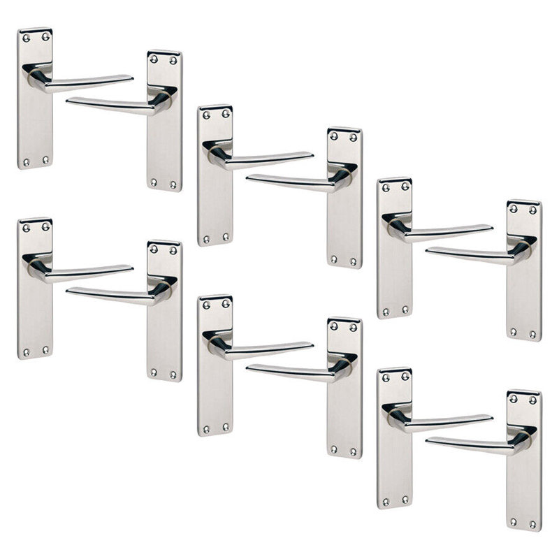 Door Handle, Polished Nickel Plain
