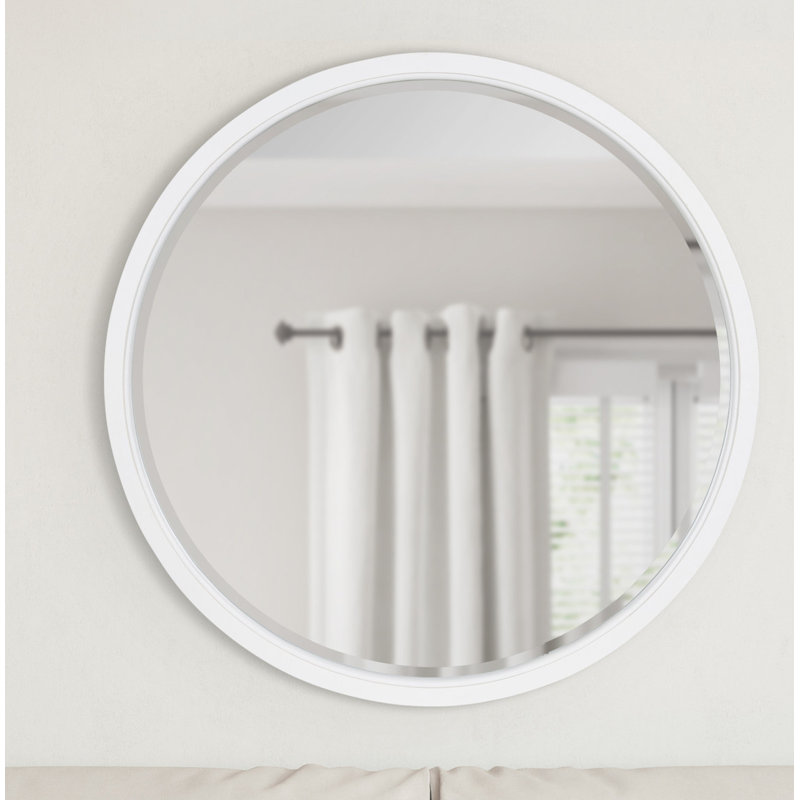 Miroir décoratif biseauté Hogan, 32 po x 32 po, Blanc