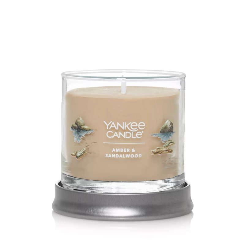 Bougie parfumée ambre et bois de santal Signature, Petit verre 4 oz
