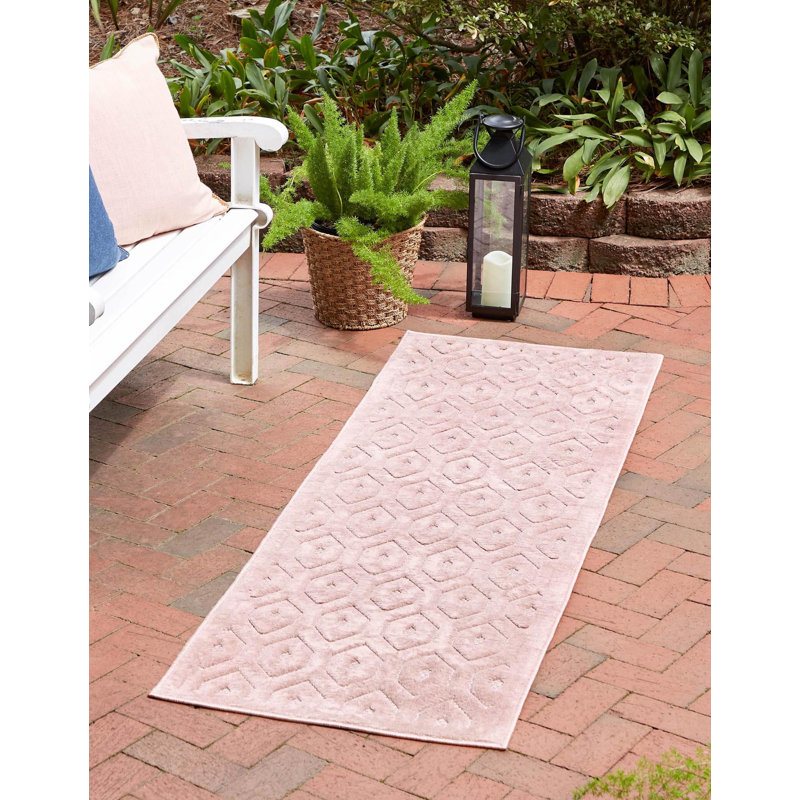 Outdoor Muzzicon Area Rug Pink-Light Pink Color, Runner 2' x 8'