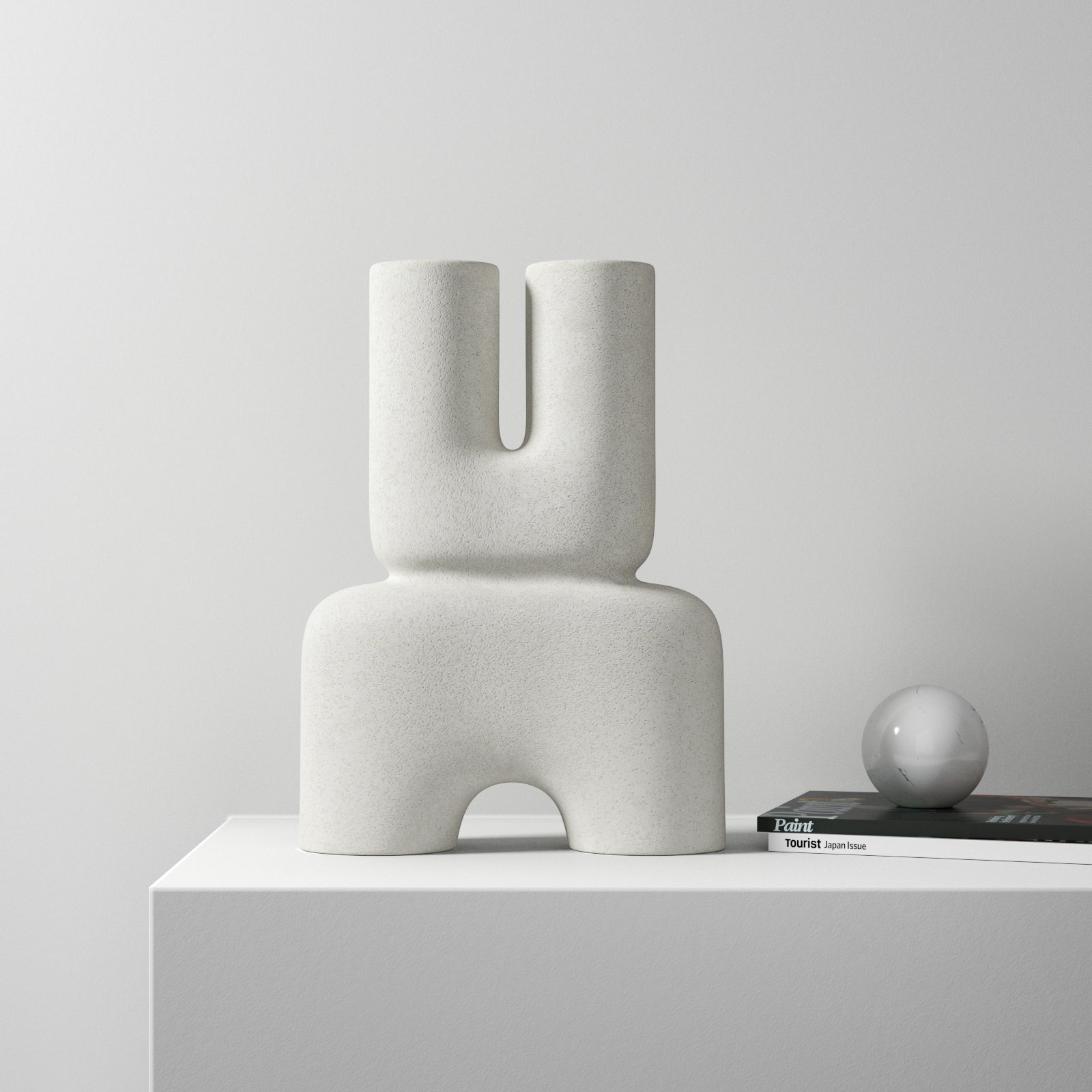 Sharee Stoneware Table Vase, White