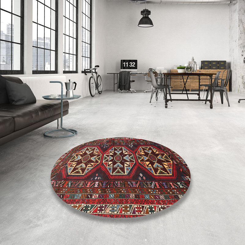 Tapis brun/beige traditionnel Voni, Rond 3 pi