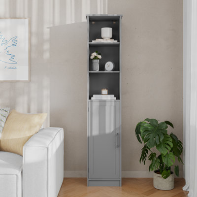 Vega Modern Freestanding Linen Tower with Shelves and Magnetic Close Door