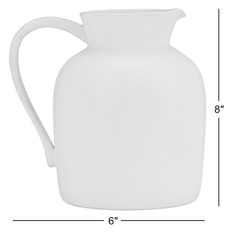  Vase pichet en céramique, H 8 po x l 6 po x P 5 po, Gris