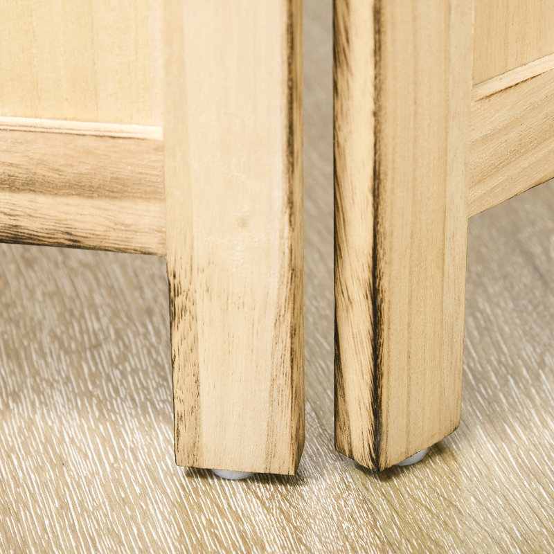 Cloison de séparation à 4 panneaux pour la chambre à coucher - Paravent d'intimité portable en bois de 5,6 pi, paravent naturel avec cadres,
