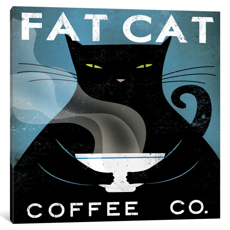 «Fat Cat Coffee Co.» par Ryan Fowler, reproduction sur toile tendue sur châssis, H 12 po x l 12 po x P 1,5 po