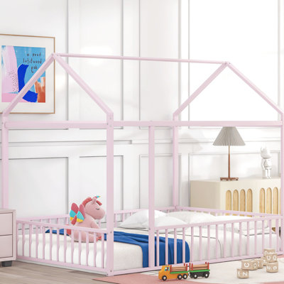 Metal House Bed With Fence In Pink - A Sweet Choice For ' Bedrooms Charming Option To Transform