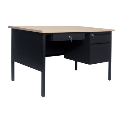 Cambridge 47.75" Commercial Right Side Single Pedestal Desk with 3 Locking Drawers