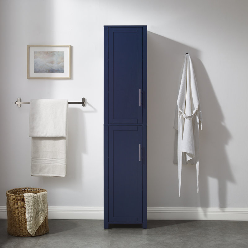 Savannah Manufactured Wood Linen Cabinet with Adjustable Shelves, Navy
