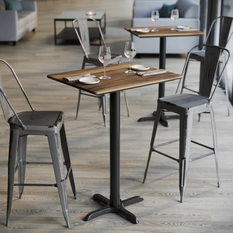 Commercial Seamless Surface Tabletop with Bar Height Crisscross Base, 42"H x 29.75"L x 23.75"W, Natural
