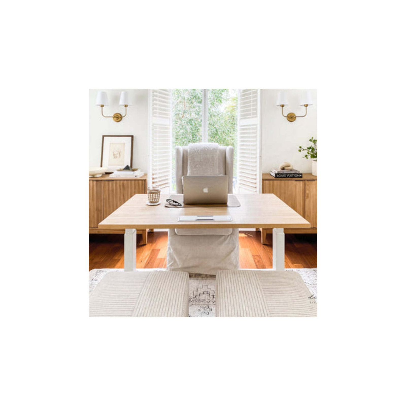 Standing Desk, Woodgrain, 52" H x 48" W x 30" D, White