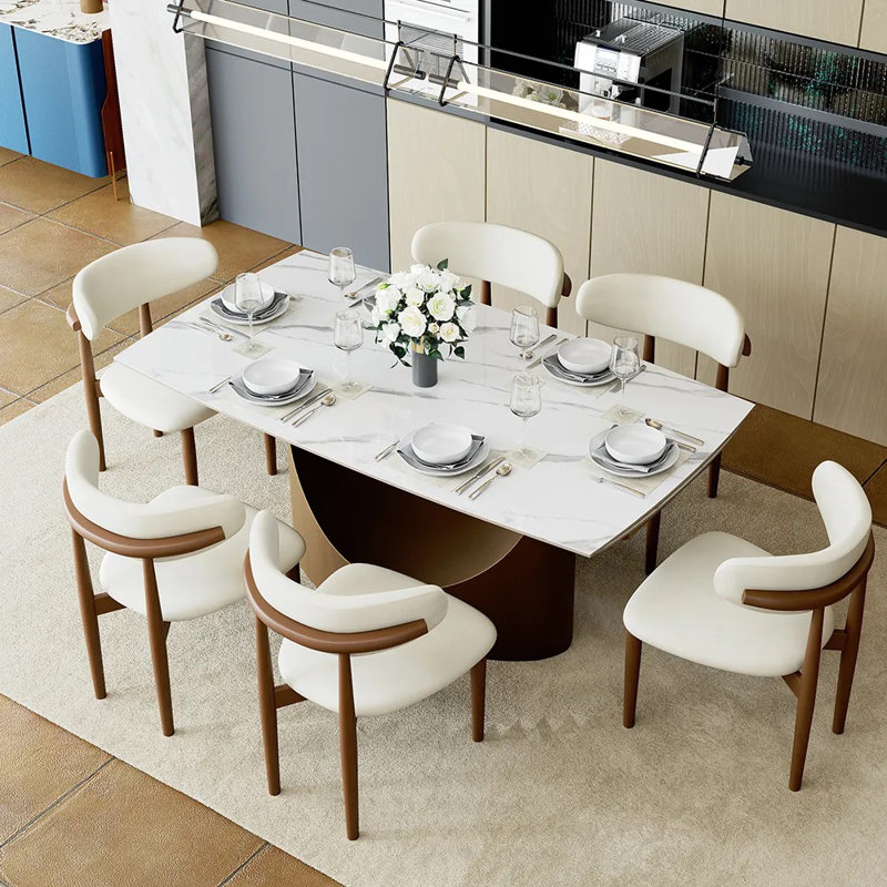 Oval Faux Marble Top Dining Table