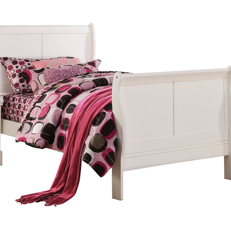 Lit double en blanc, fabriqué en bois massif et pour une impression durable classique, option de rangement supplémentaire disponible
