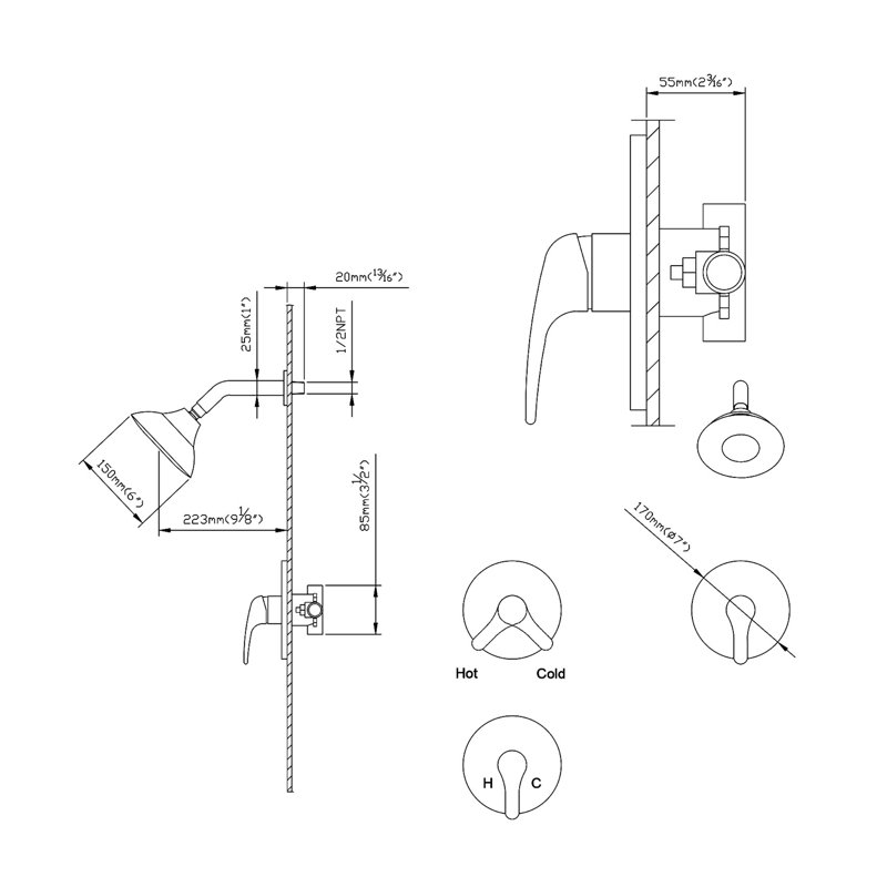 Complete Shower System with Rough in-Valve