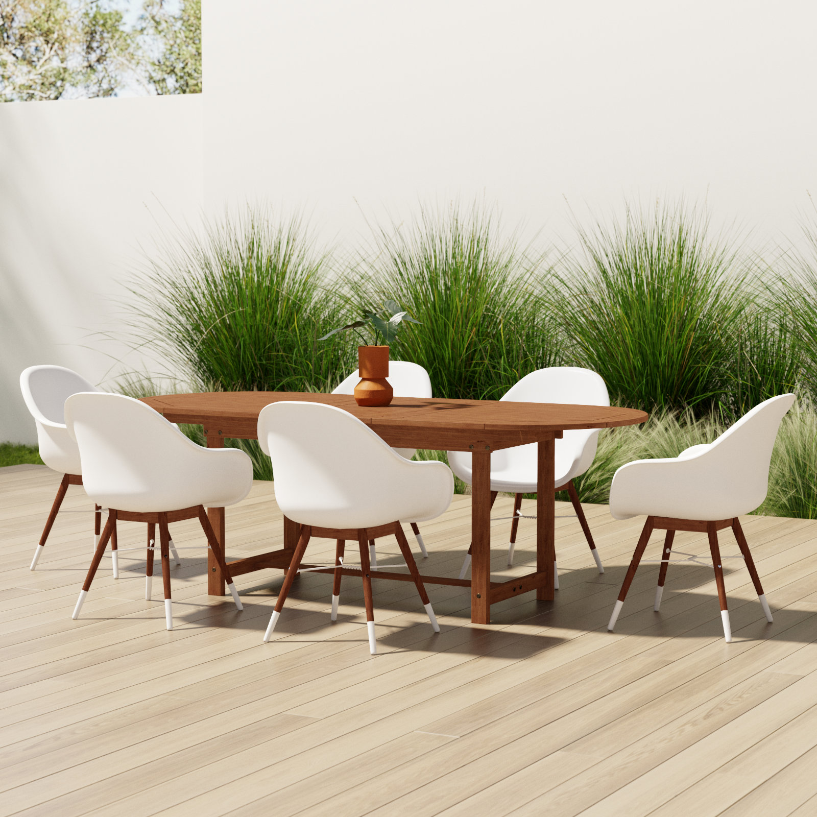 Anautica 87" Eucalyptus Patio Dining Set