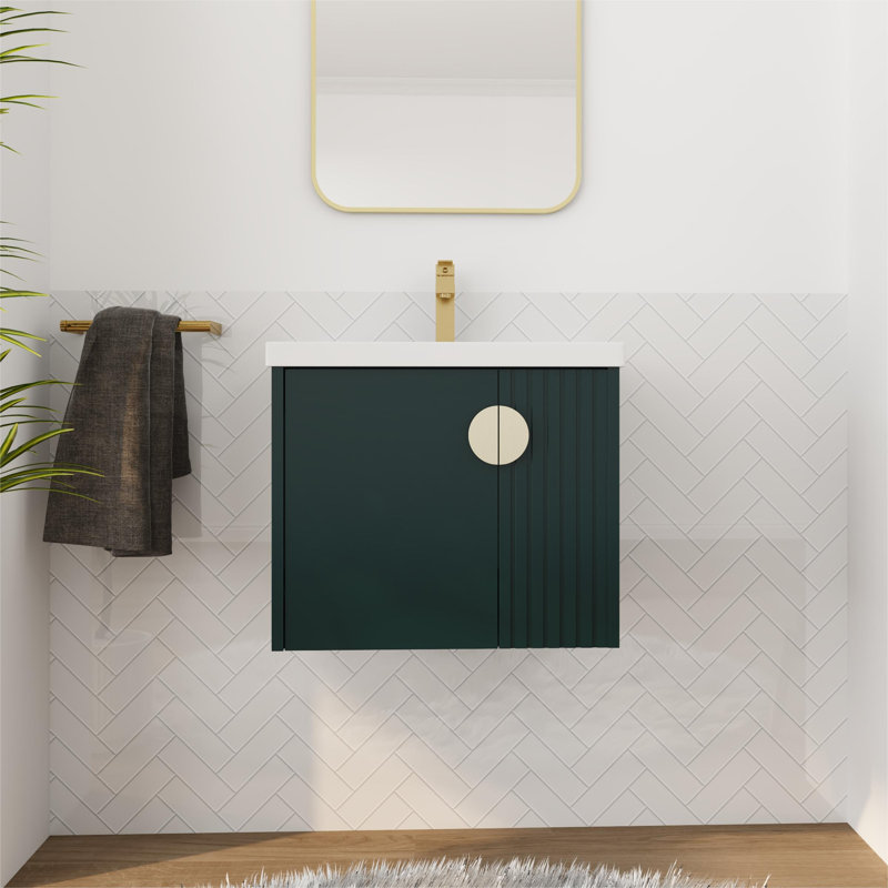 Meuble-lavabo 24 po avec lavabo, meuble-lavabo flottant avec porte à fermeture en douceur, Vert