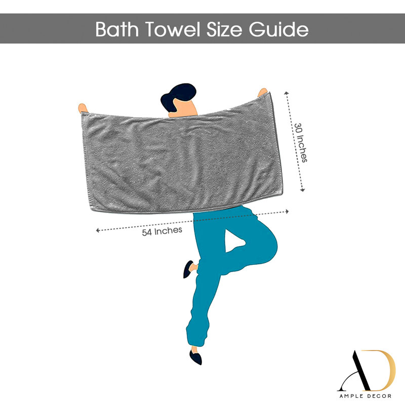 100% Cotton 600 GSM Bath Towels, White/Black