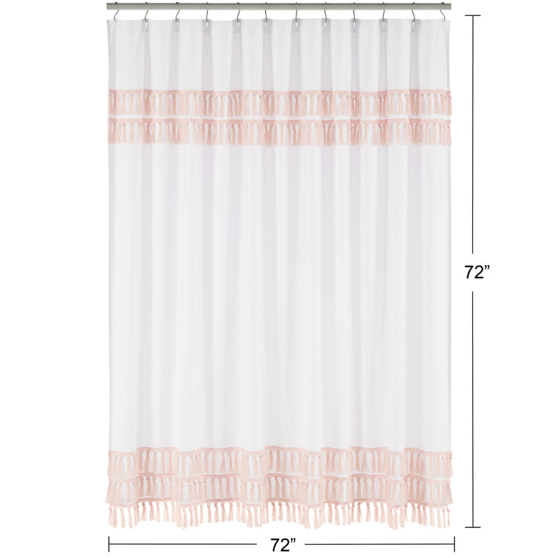 Rideau de douche Boho, Blanc / rosé