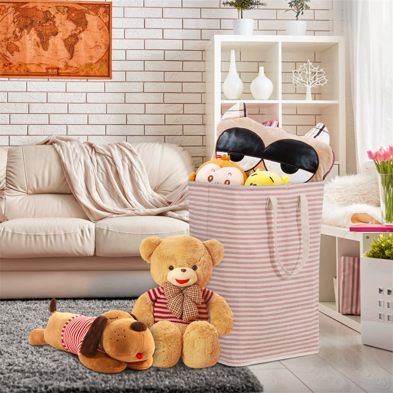 Laundry Basket with Handles, Pink