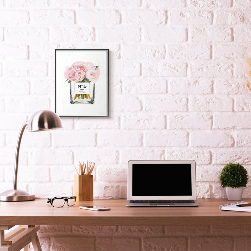 « mode motif fleur rose », impression sur toile, H 20 po x l 16 po, Giclée encadrée noir minuit