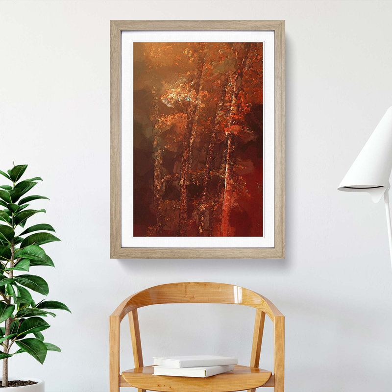 Trees of Autumn in Abstract - Picture Frame Graphic Art Print, Oak, 76cm H x 50cm W x 2cm D