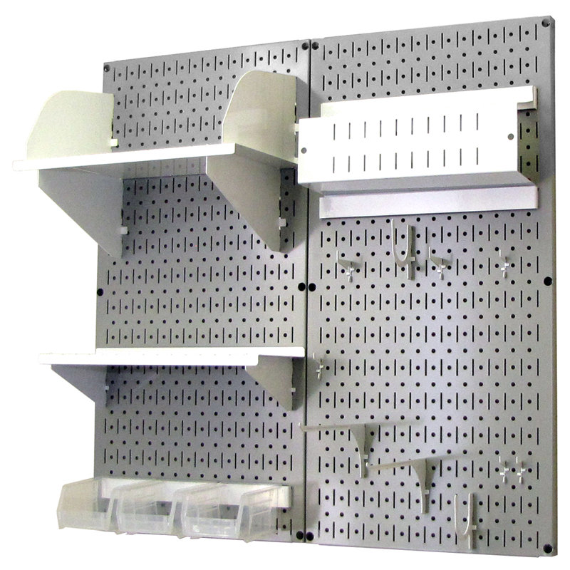 Hobby Craft Pegboard Organizer Storage Kit, Gray and White