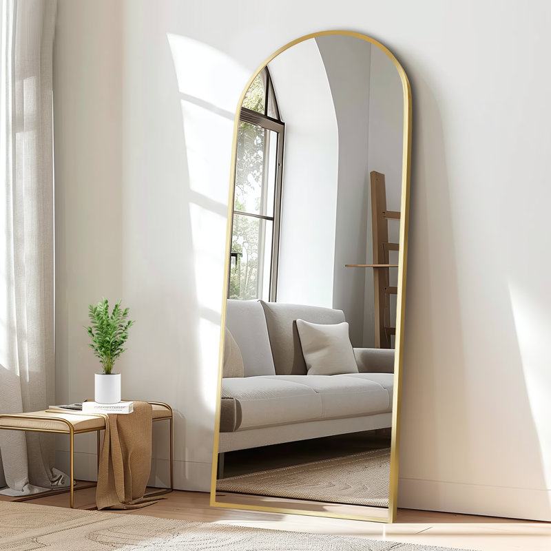 Grand miroir de plancher arqué pleine longueur, Or, 67 po x 24 po