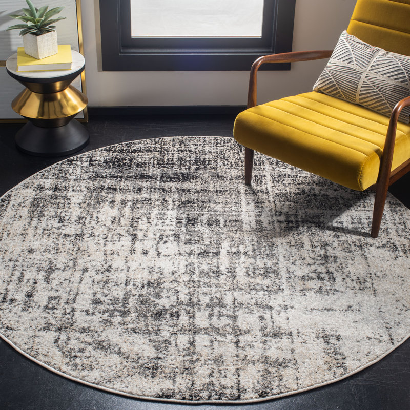 Alaric Geometric Looped / Hooked Area Rug, Round 122 cm