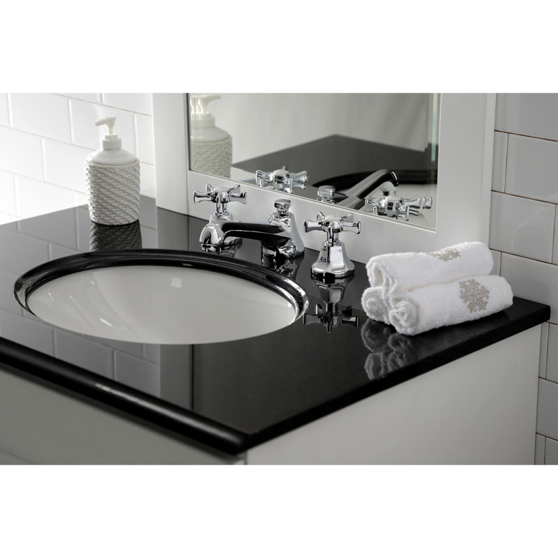 Robinet de salle de bain espacé Kingston, Chrome poli, Croix