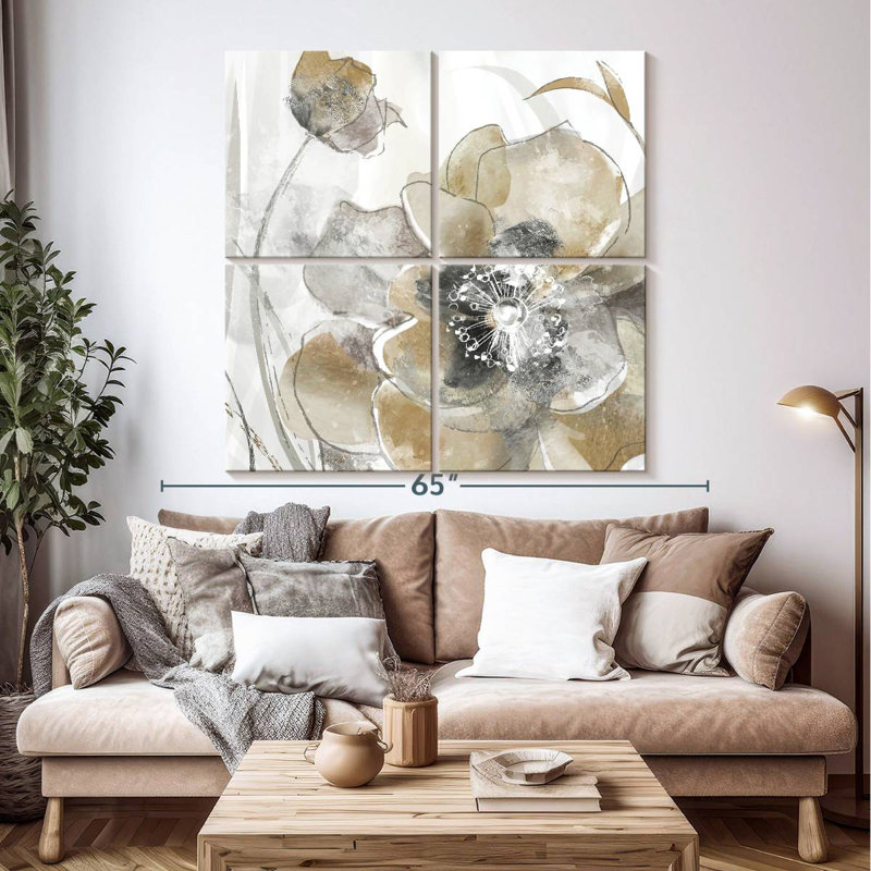 Harnek Taupe Spring Poppy I, 74" H x 74" W