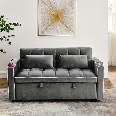 Velvet Foldable Bed In Grey, Adjustable Back And Port For User Ease (grey Grey Velvet, Convenient Use