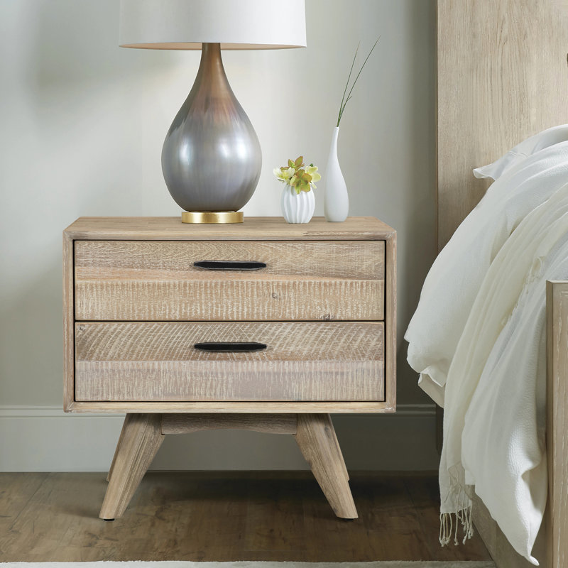 Byer 24'' W Nightstand, Gray Sandblast Summer, Black