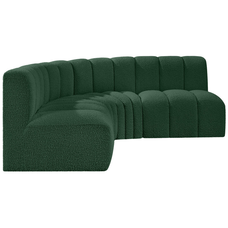 Canapé et méridienne rembourrés Hirah, Tissu bouclé vert