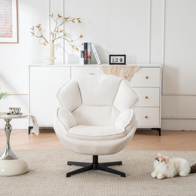 Fauteuil d'appoint pivotant rembourré et capitonné, Beige