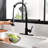 Matte Black Pull Down Water Filter Kitchen Sink Faucet With Roll Up Dish Drying Rack, 3 Way Drinking Faucet, Single Handle Dual Function Spray Head, Contemporary Style Made Of Solid Brass 44 Head And