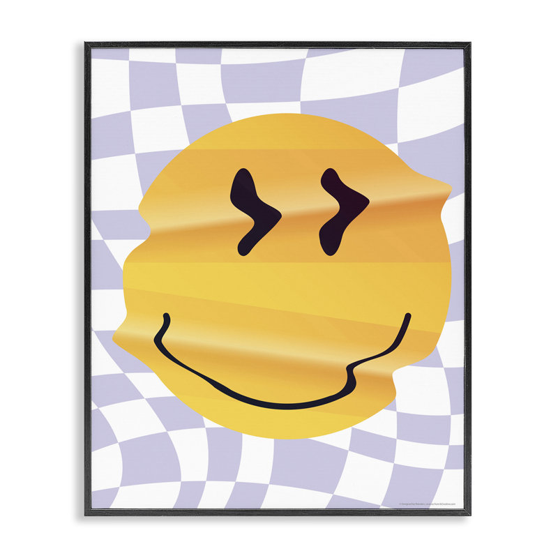 «Wavy Checkered Smile», estampe numérique par Reinders, Giclée encadrée noir minuit, H 20 po x l 16 po