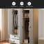 Garde-robe 4 portes avec tiroirs, tablette et tringle, blanc