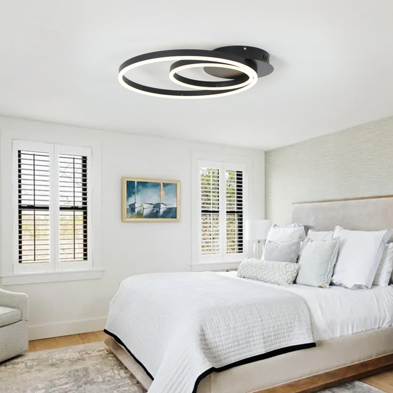 2-Light LED Flush Mount Dimmable for Bedroom Hallway Living Room, Black