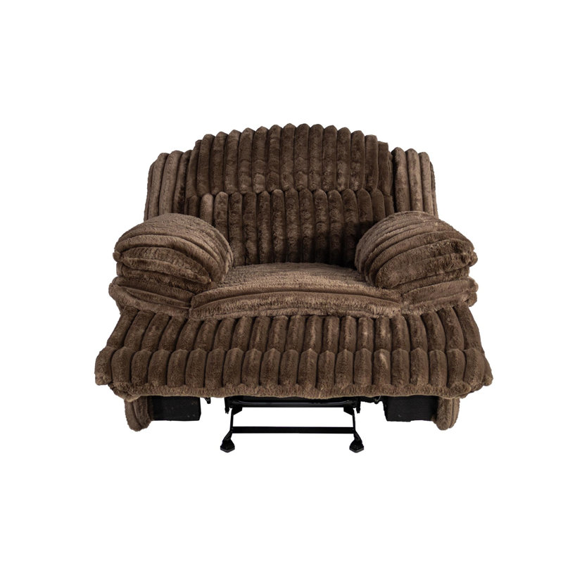 Manual Glider Recliner Fur-Like Corduroy, Chocolate