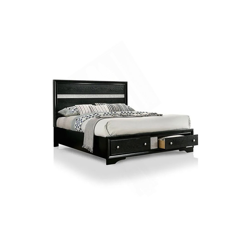 Lininger Solid Wood Storage Bed, Queen, Black