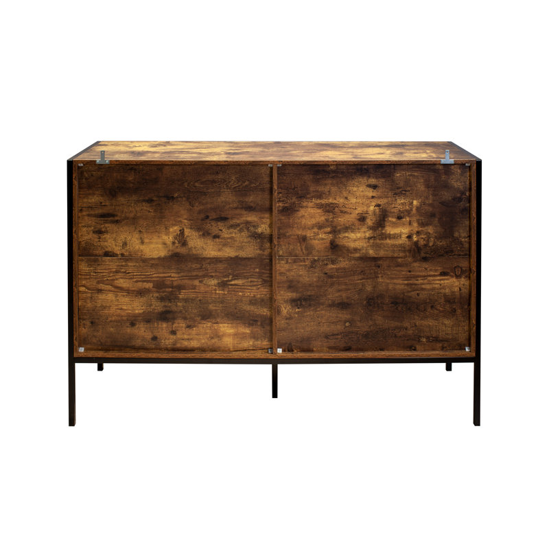 Industrial Style 6 Drawer Double Dresser, Rustic Brown Wood Storage Dresser Clothes Organizer With Sturdy Steel Frame, Chest With 6 Drawer, Storage Cabinet For Bedroom, Living Room