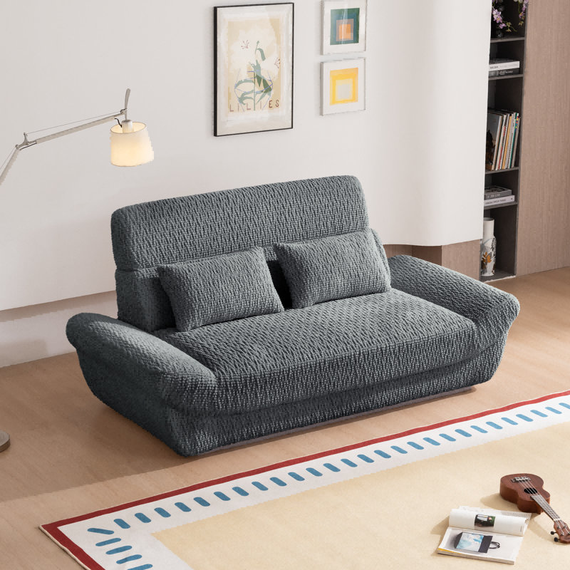 Boneless 79.5'' Ergonomic Compressed Corduroy Sofa – Extensible Headrests, Assembly Free, Space-smart For Any Room, Gray